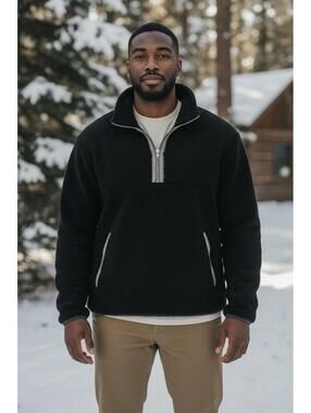 $178 UGG UGGbraid  Half Zip Fleece Pullover Men's Size XXL Black
